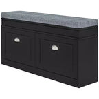 Modern Shoe Storage Bench, Entry Way Bench with Cushion, 2 Drawers, Storage Ottoman Bench, Holds 8 Pairs