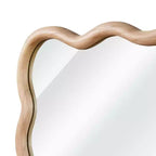 Espejo de pared rectangular ondulado de madera natural, 24"×36", marco de madera maciza