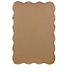 Espejo de pared rectangular ondulado de madera natural, 24"×36", marco de madera maciza