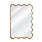 Espejo de pared rectangular ondulado de madera natural, 24"×36", marco de madera maciza