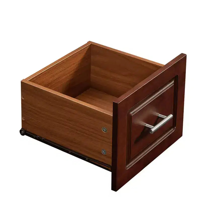 Isla de cocina marrón/blanca con mesa abatible y almacenamiento, con ruedas
