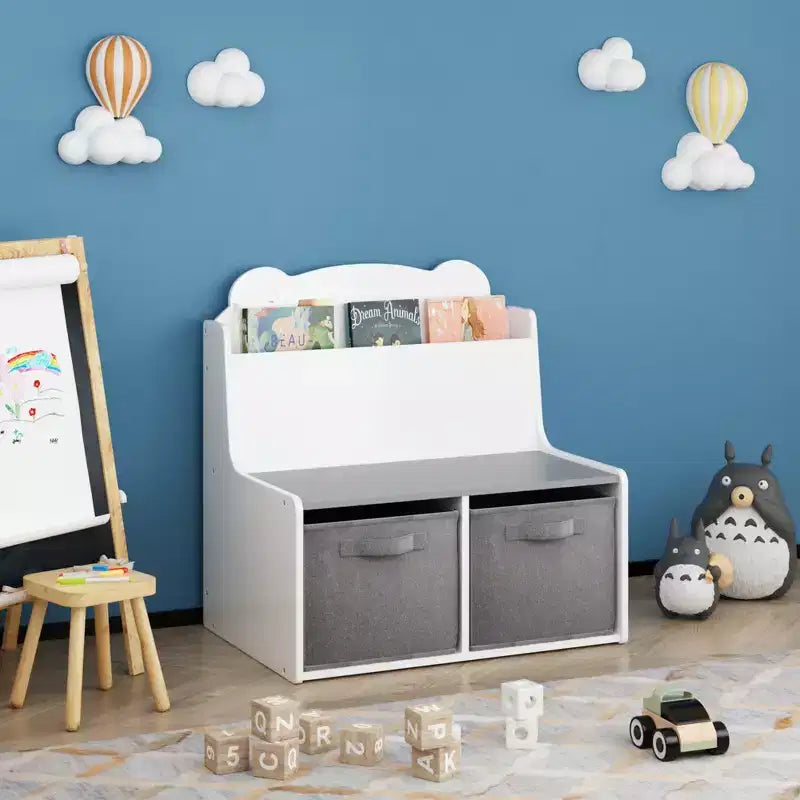 Estantería infantil con forma de oso polar y 2 contenedores de tela
