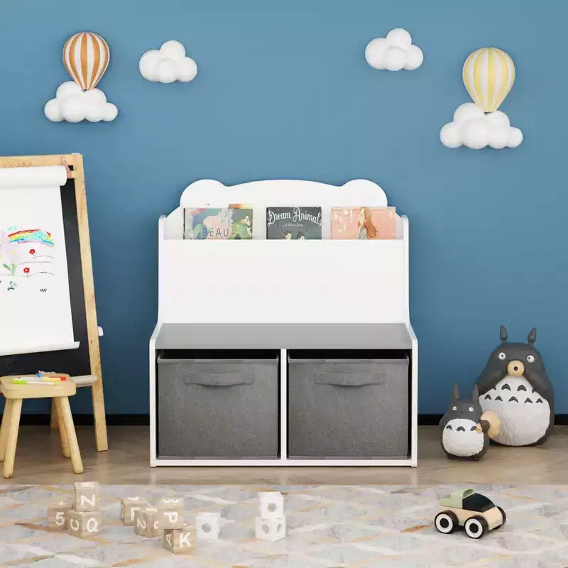 Estantería infantil con forma de oso polar y 2 contenedores de tela