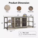Mueble de TV de malla de color retro gris/roble oscuro para televisores de más de 65 pulgadas