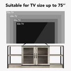 Mueble de TV de malla de color retro gris/roble oscuro para televisores de más de 65 pulgadas