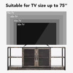 Mueble de TV de malla de color retro gris/roble oscuro para televisores de más de 65 pulgadas