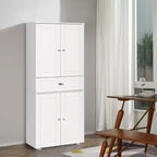 Alacena de cocina blanca de 5 estantes con 4 puertas y 1 cajón