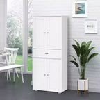Alacena de cocina blanca de 5 estantes con 4 puertas y 1 cajón