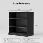 Estantería de Almacenamiento de Madera sin Puertas Negra, 2 Estantes, Montaje para 1 Persona