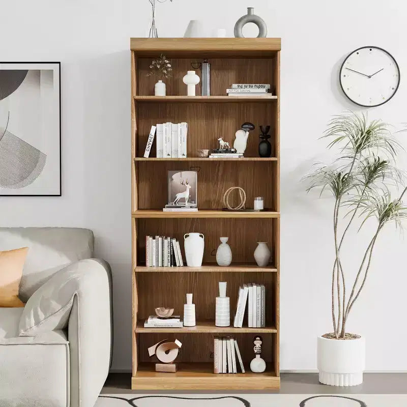 Mueble de almacenamiento abierto de madera natural con 3 compartimentos y estantes ajustables