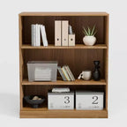 Mueble de almacenamiento abierto de madera natural con 3 compartimentos y estantes ajustables