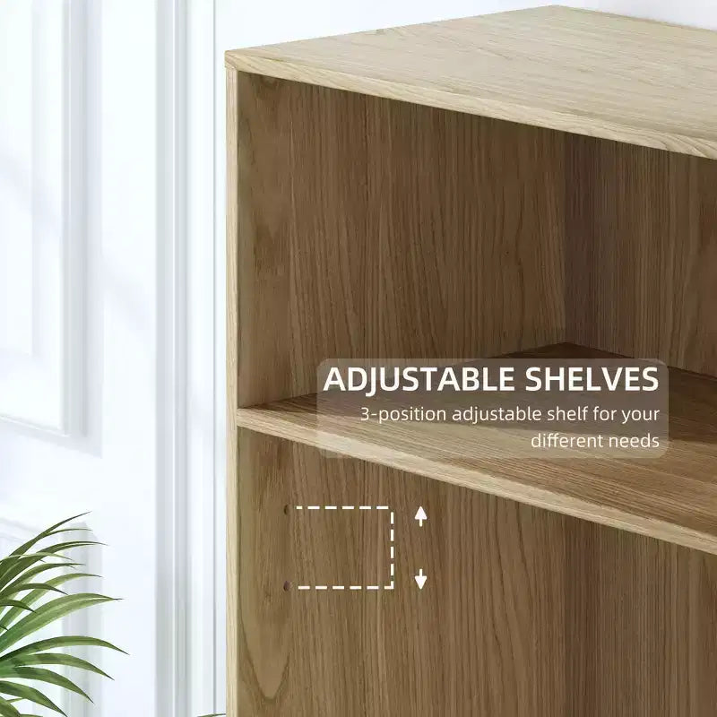 Mueble de almacenamiento abierto de madera natural con 3 compartimentos y estantes ajustables