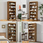 Mueble de almacenamiento abierto de madera natural con 3 compartimentos y estantes ajustables