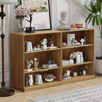 Mueble de almacenamiento abierto de madera natural con 3 compartimentos y estantes ajustables
