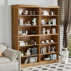 Mueble de almacenamiento abierto de madera natural con 3 compartimentos y estantes ajustables