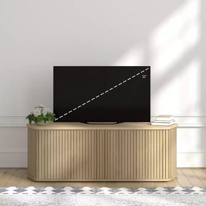 Mueble de TV esquinero de roble negro/roble Oslo/pergamino/nogal real con puertas estriadas, apto para televisores de hasta 50 pulgadas