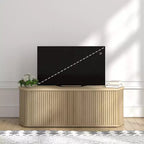 Mueble de TV esquinero de roble negro/roble Oslo/pergamino/nogal real con puertas estriadas, apto para televisores de hasta 50 pulgadas