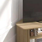 Mueble de TV esquinero de roble negro/roble Oslo/pergamino/nogal real con puertas estriadas, apto para televisores de hasta 50 pulgadas