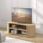 Mueble de TV esquinero de roble negro/roble Oslo/pergamino/nogal real con puertas estriadas, apto para televisores de hasta 50 pulgadas