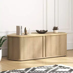 Mueble de TV esquinero de roble negro/roble Oslo/pergamino/nogal real con puertas estriadas, apto para televisores de hasta 50 pulgadas