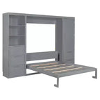 Cama Murphy Queen blanca con armario y cajones de almacenaje