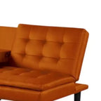 Sofá cama futón de 2 plazas de piel sintética naranja con mesa abatible