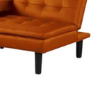 Sofá cama futón de 2 plazas de piel sintética naranja con mesa abatible
