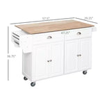 Isla de cocina blanca con ruedas, tablero extensible, cajones de almacenamiento y armario