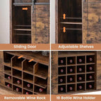 Armario botellero de madera de 119 cm Fire Color/Light Ivory/White+Mango con puerta corredera, botellero y portacopas
