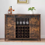 Armario botellero de madera de 119 cm Fire Color/Light Ivory/White+Mango con puerta corredera, botellero y portacopas