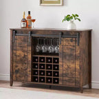 Armario botellero de madera de 119 cm Fire Color/Light Ivory/White+Mango con puerta corredera, botellero y portacopas