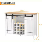 Armario botellero de madera de 119 cm Fire Color/Light Ivory/White+Mango con puerta corredera, botellero y portacopas