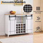 Armario botellero de madera de 119 cm Fire Color/Light Ivory/White+Mango con puerta corredera, botellero y portacopas