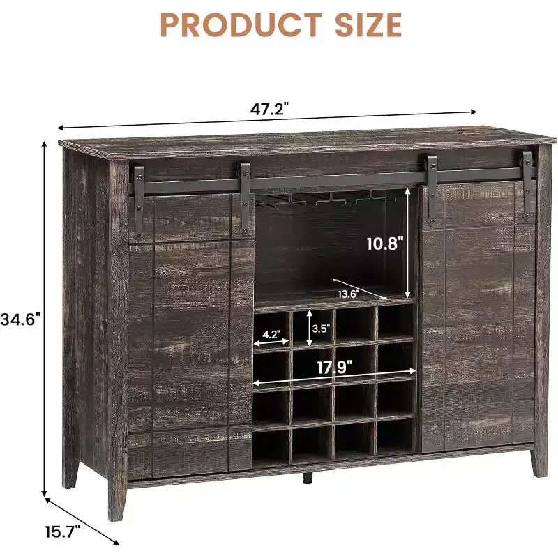 Armario botellero de madera de 119 cm Fire Color/Light Ivory/White+Mango con puerta corredera, botellero y portacopas