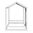Cama de plataforma Twin House con techo y ventana - Blanco y gris antiguo