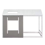Cama de plataforma Twin House con techo y ventana - Blanco y gris antiguo