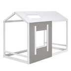 Cama de plataforma Twin House con techo y ventana - Blanco y gris antiguo