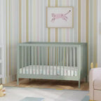Cuna convertible 3 en 1 - Verde bosque / Miel / Salvia clara / Nogal / Blanca