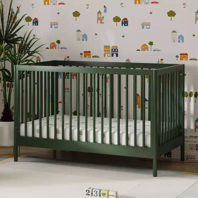 Cuna convertible 3 en 1 - Verde bosque / Miel / Salvia clara / Nogal / Blanca