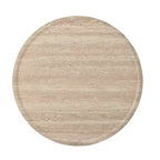 Mesa de centro/auxiliar redonda beige con pedestal, tapa de imitación mármol, no requiere montaje