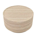Mesa de centro/auxiliar redonda beige con pedestal, tapa de imitación mármol, no requiere montaje