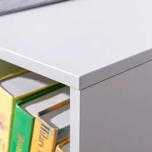 Banco de Almacenamiento Infantil de 6 Cubos con Cojín, Gris/Natural, para Mayores de 3 Años