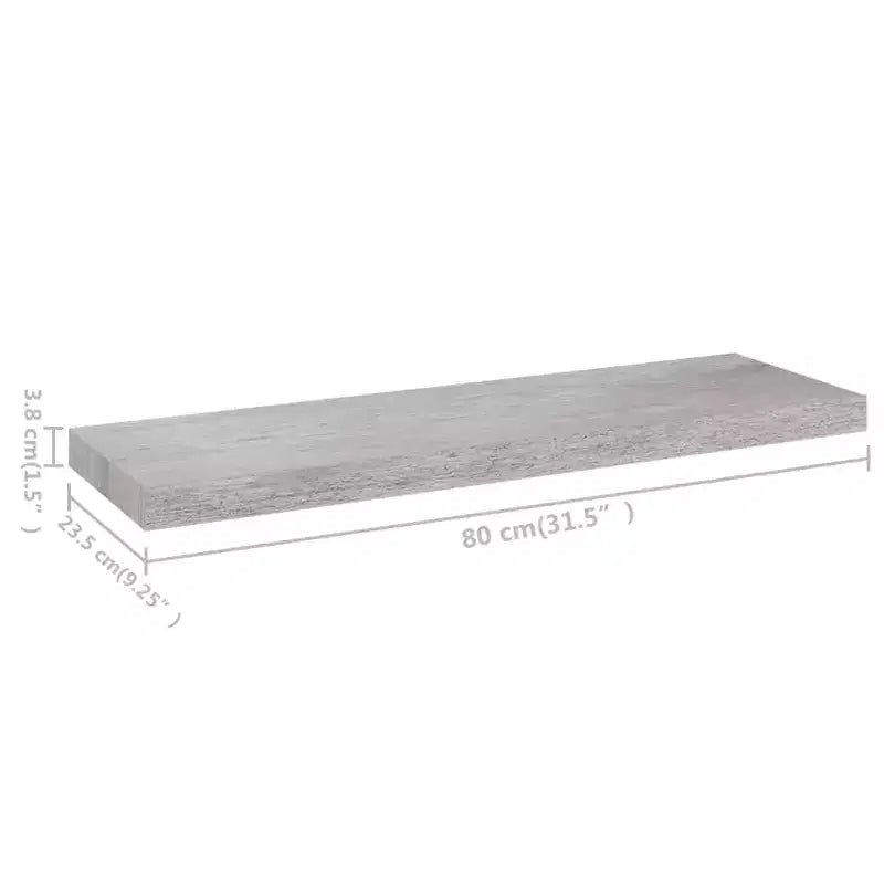 Estante de pared flotante gris, individual, madera MDF, 80 × 23.6 × 3.8 cm
