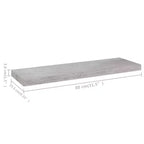 Estante de pared flotante gris, individual, madera MDF, 80 × 23.6 × 3.8 cm