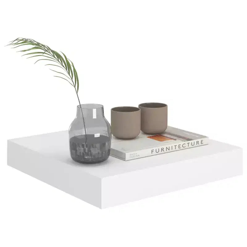 Estante de pared flotante rectangular blanco mate, individual