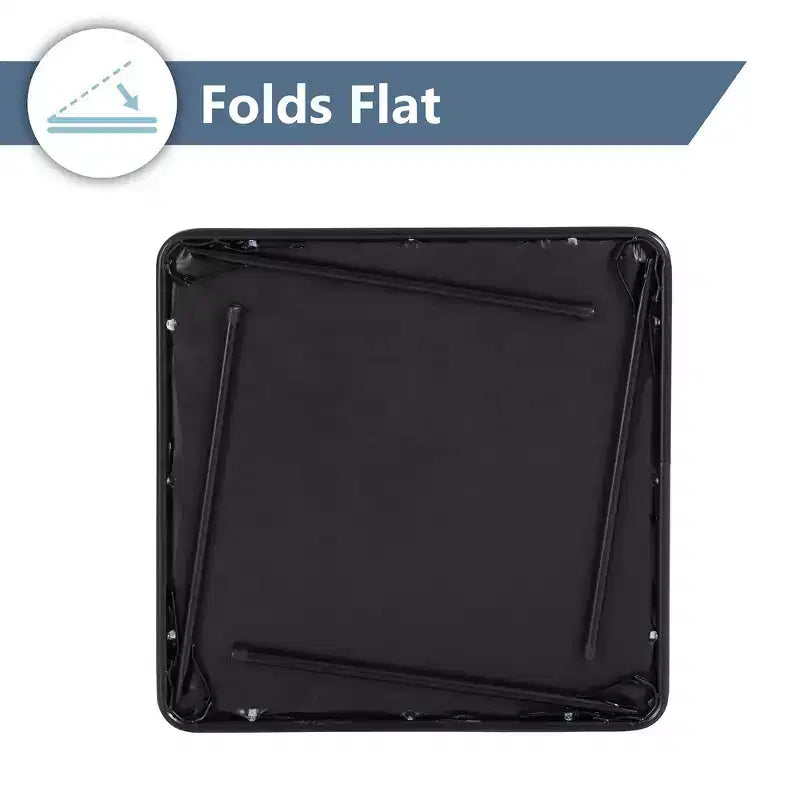 Mesa plegable cuadrada negra, para 4 personas