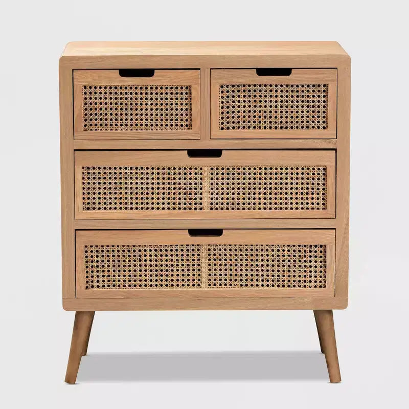 Cajonera auxiliar de roble medio con 4 cajones