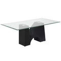 HOMES: Inside + Out Riverpoint Modern Rectangle Coffee Table Clear/Black: Steel Frame, Tempered Glass Top, Beveled Edges