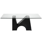 Mesa de centro rectangular moderna transparente/negra — Marco de acero y vidrio templado