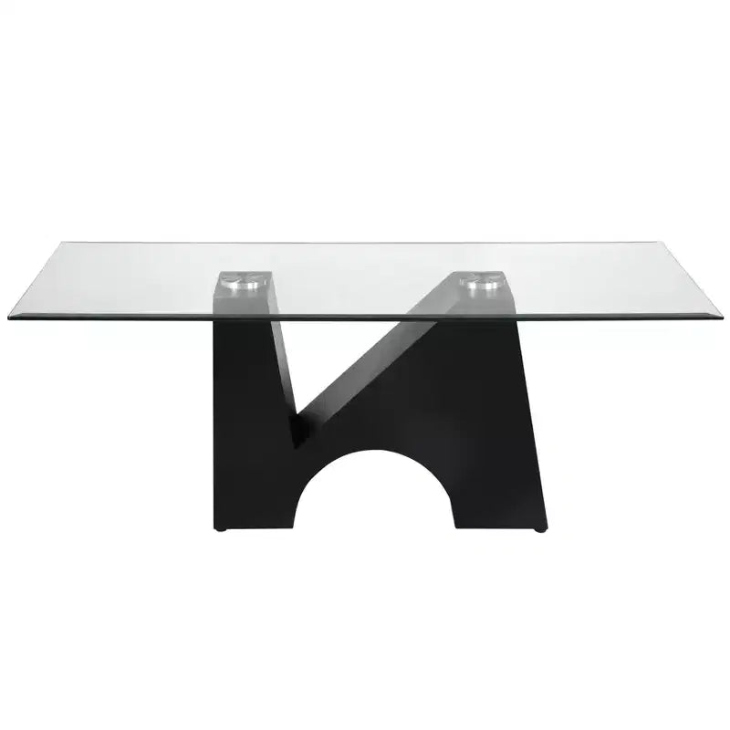 Mesa de centro rectangular moderna transparente/negra — Marco de acero y vidrio templado